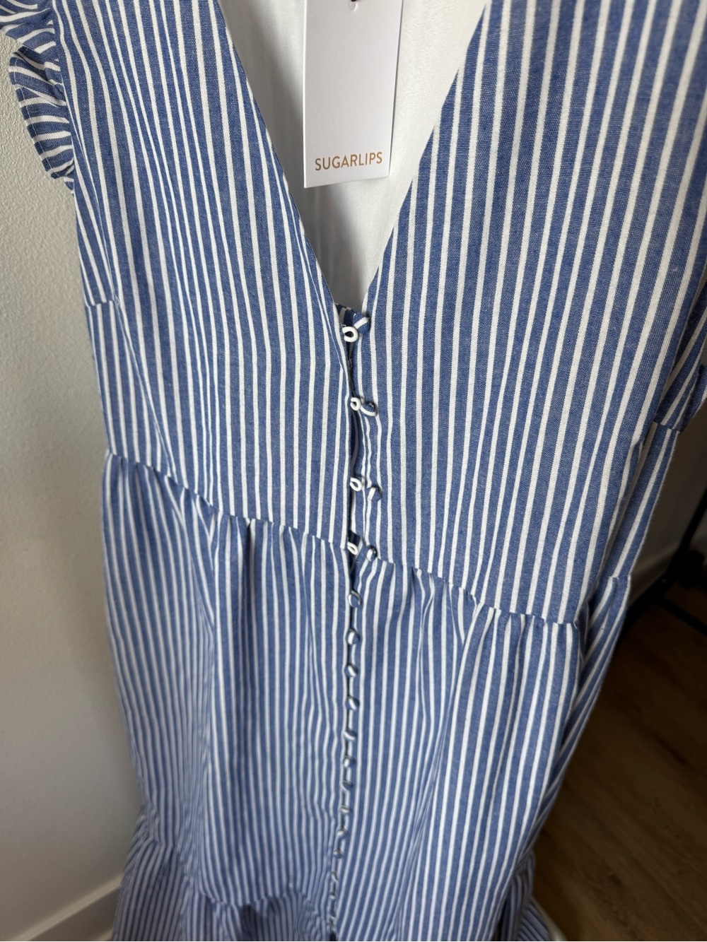 Sugarlips Sandy Striped Evianna Flutter Maxi Dress Size XL new with tags - Picture 3 of 10